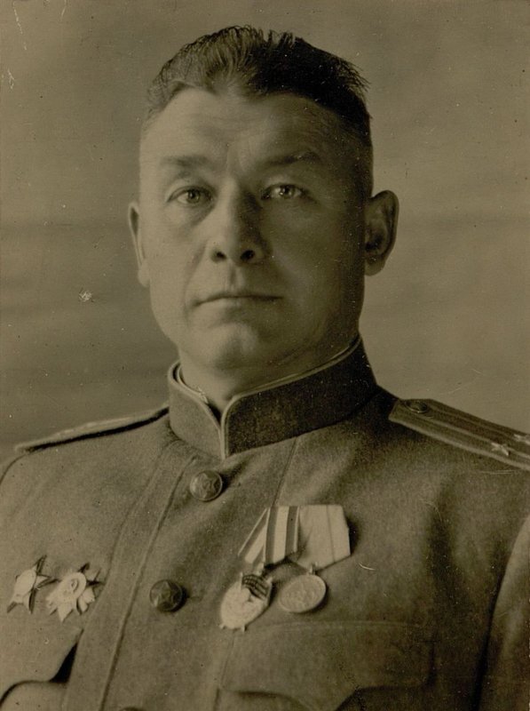 Image: The commander of the aviation service battalion, Lieutenant Colonel N.I. Bezruchko
