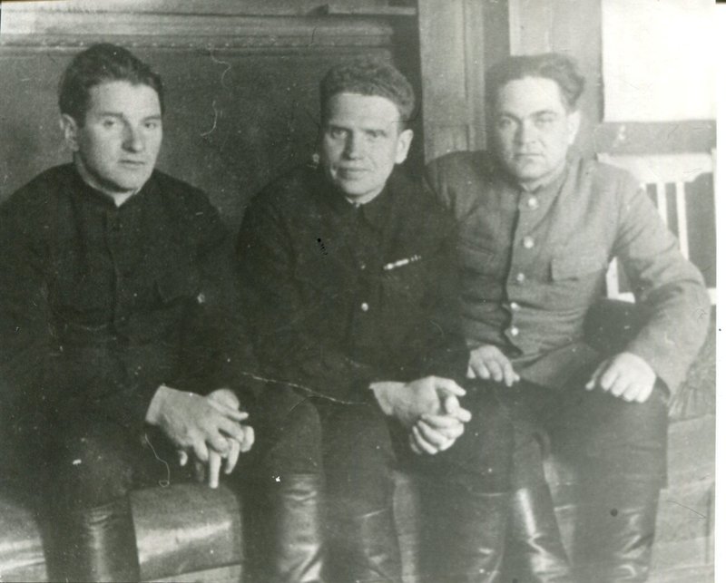 Bespartochny D.D., Svirin I.I., Bannykh I.S. - command of the Dmitrievsky partisan detachment of the 1st Kursk partisan brigade. 