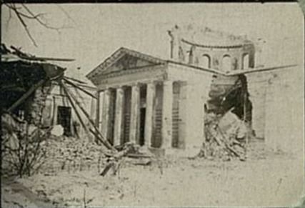 Image: The church blown up by the Germans in the village of Nikiforovskoye (359th rifle division)