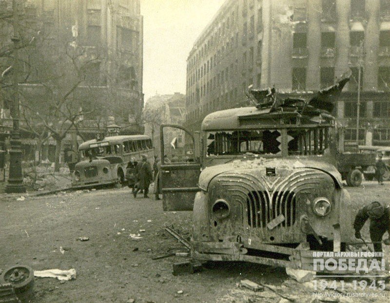View one of the streets of Budapest after fighting