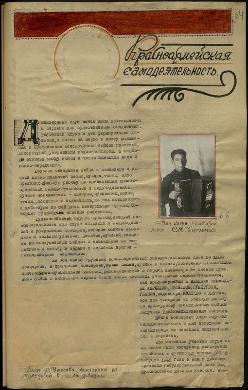 Оригинальный образ: Начальник клуба дивизии лейтенант С.М. Химченко
