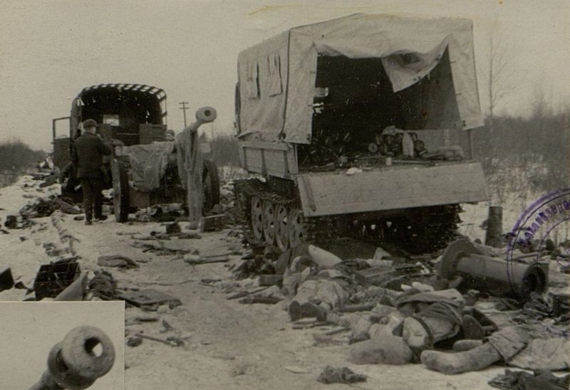 Image: German column of the anti-tank battalion, defeated in Podberezie