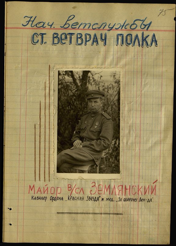 Оригинальный образ: Начальник ветеренарной службы старший  ветврач полка Майор ветеринарной службы Землянский