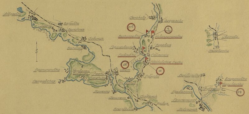 Image: The layout of the units of the 4th Pontoon-Mostovaya Brigade on May 30, 1943 1: 500000 М-37-В