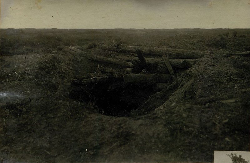 Image: A dugout in the Maslovo area, destroyed by the fire of the 6th battery of the 876th howitzer artillery regiment