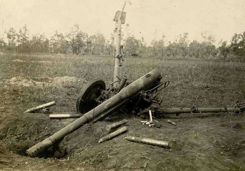 Image: 75-mm gun destroyed on the southern outskirts of Sokolniki on 15.7.43 by 9 battery of 753 cannon artillery regiment 5 artillery division R.G.K.