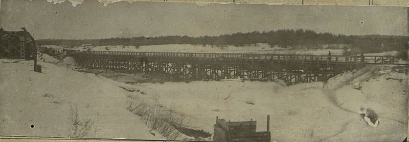 Фотография: Общий вид краткосрочного моста на обходе через реку Беседь линии Унеча-Кричев