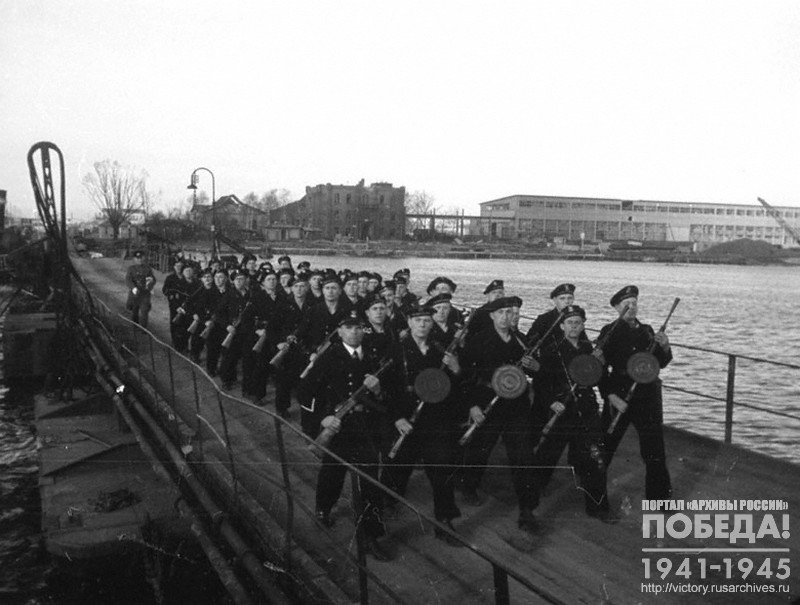 A group of Polish navy in the port of Gdansk (Danzig)
