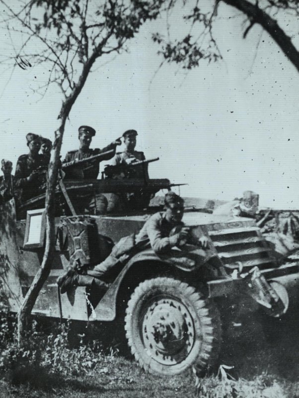 Scouts of the reconnaissance platoon of the 63rd Guards Chelyabinsk Tank Brigade on an armored personnel carrier 