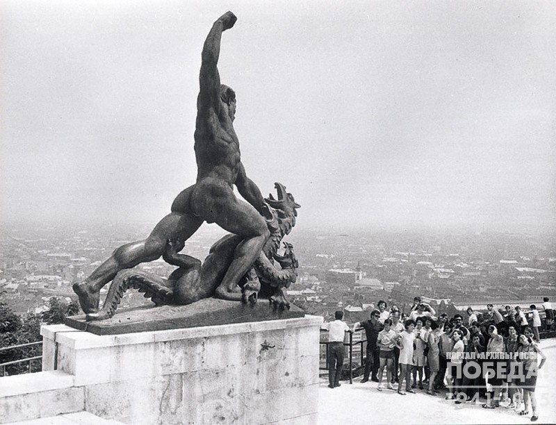 Detail of the monument to the Soviet warriors-liberators on Gellert mountain in Budapest