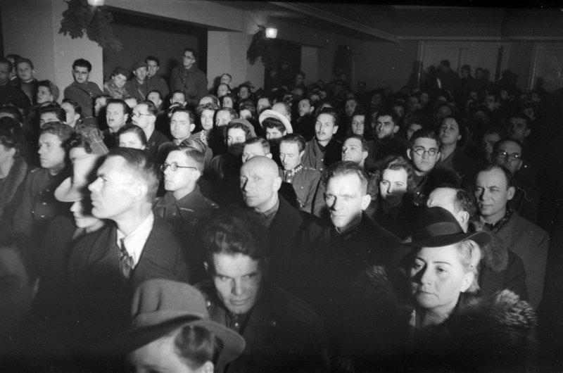 Overhead photo of the Lublin courtroom during the criminal proceedings against war atrocities in the Nazi concentration camp of Majdanek
