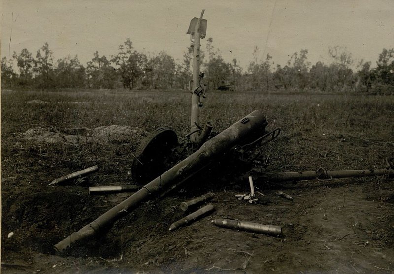 Image: 75-mm gun destroyed on the southern outskirts of Sokolniki on 15.7.43 by 9 battery of 753 cannon artillery regiment 5 artillery division R.G.K.