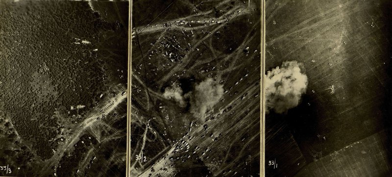 Image: The result of the strike of the four IL-2 of the 43rd Guards Assault Aviation Regiment (SHAP) of Senior Lieutenant Kucheryav on the accumulation of vehicles of the encircled enemy group in the Krugloe area at 11.00 29.6.44.