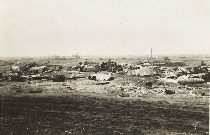 Image: Danzig airfield. A cemetery of destroyed enemy aircraft as a result of our air raids