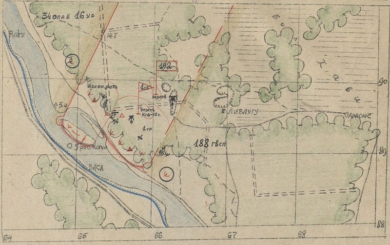 Image: The layout of the regiment's battle formations by 02.00 24.04.44