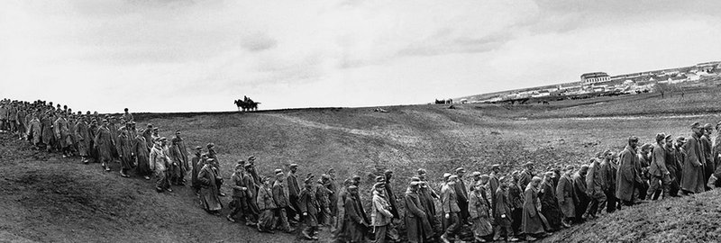 A column of German prisoners of war. Crimean Autonomous Soviet Socialist Republic
