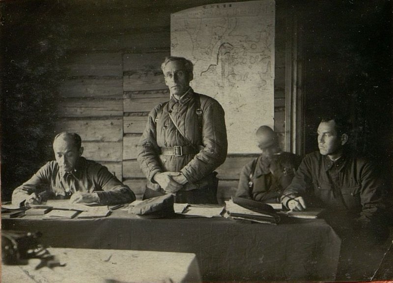 Image: Military commissar of the division senior battalion commissar Gilchenok, division commander colonel Miroshnichenko, chief of staff colonel Senchilo, chief of the political department political instructor Kolesov