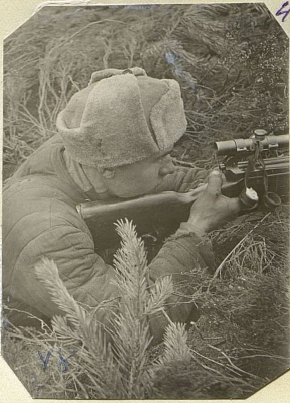 Image: Lavrukhin D.P., a member of the All-Union Communist Party of the Bolsheviks, exterminated 14 White Finns by November 1942