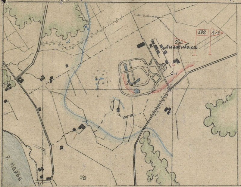 Image: The scheme of combat orders of the 192nd guards rifle regiment by 5.00 14.03.44