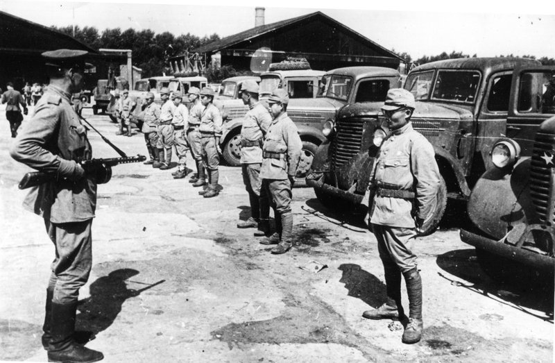 Taking under guard of Japanese warehouses and equipment after the capitulation of the Kwantung Army