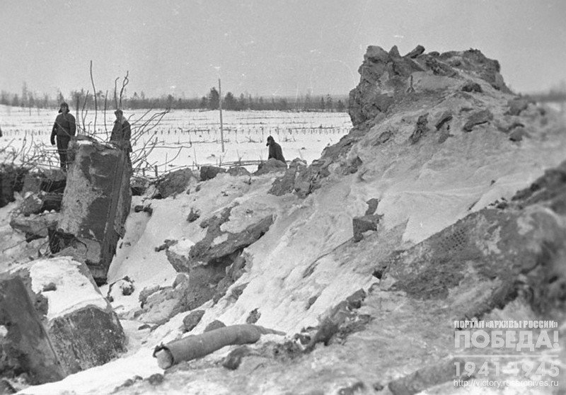 General view of the destroyed " Mannerheim Fortification Line" (Panorama of three photos. The second one)