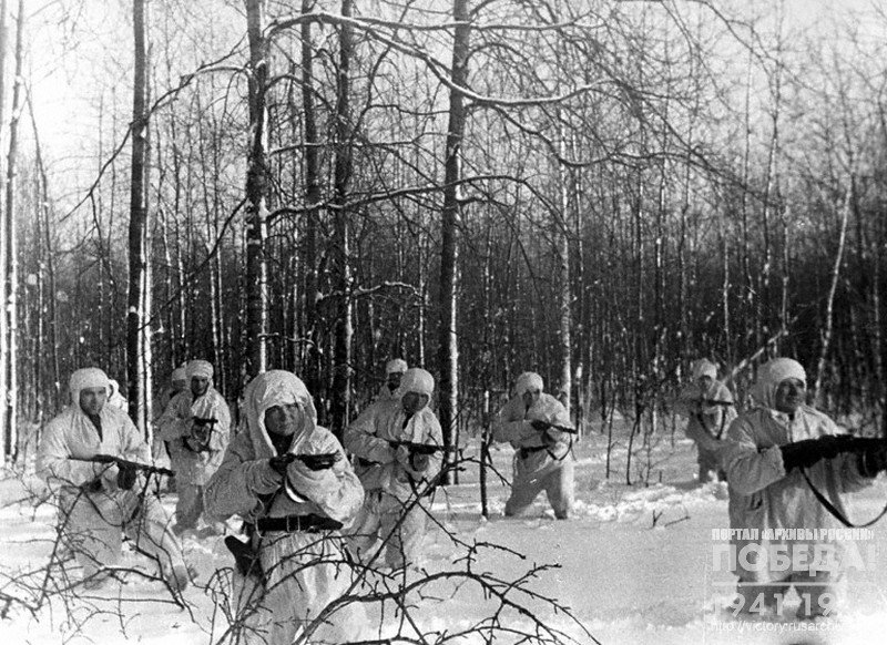 Soldiers of Sergeant Petrov's unit taking up a new firing position