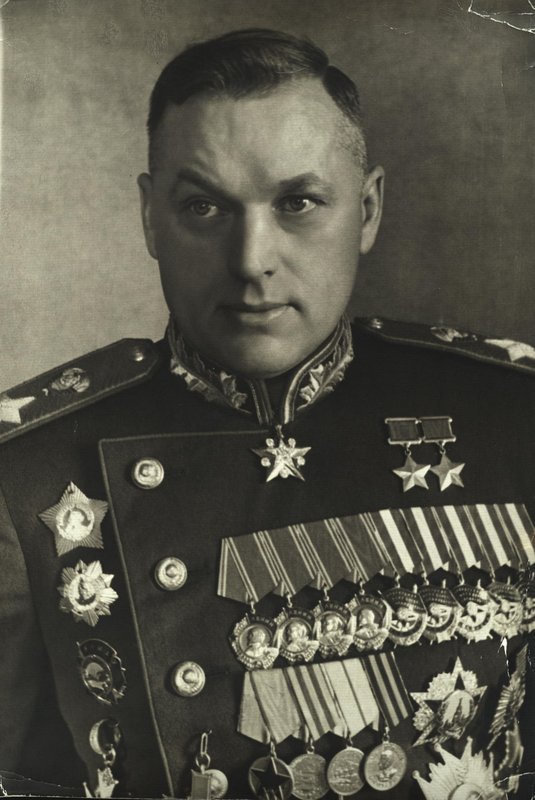 K. Rokossovsky, Double Hero of the Soviet Union, Marshal of the Soviet Union, Commander of the Victory Parade, cavalier of the Order of Victory in parade dress wearing all awards