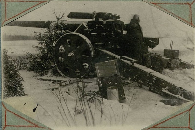Фотография: Немецкое дальнобойное орудие, взятое частью товарища Березина в бою за село Игнатово Калининской обл. 12.12.1941 г.